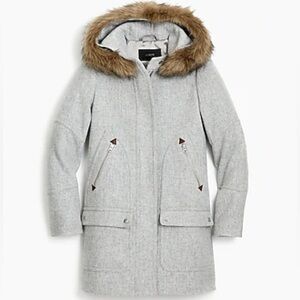 J.Crew Chateau Parka Italian Stadium-Cloth Wool HTHR DUSK GRAY Size 20